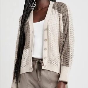 Splendid Collection Audrey Cotton Crochet open weave knit color-block cardigan M